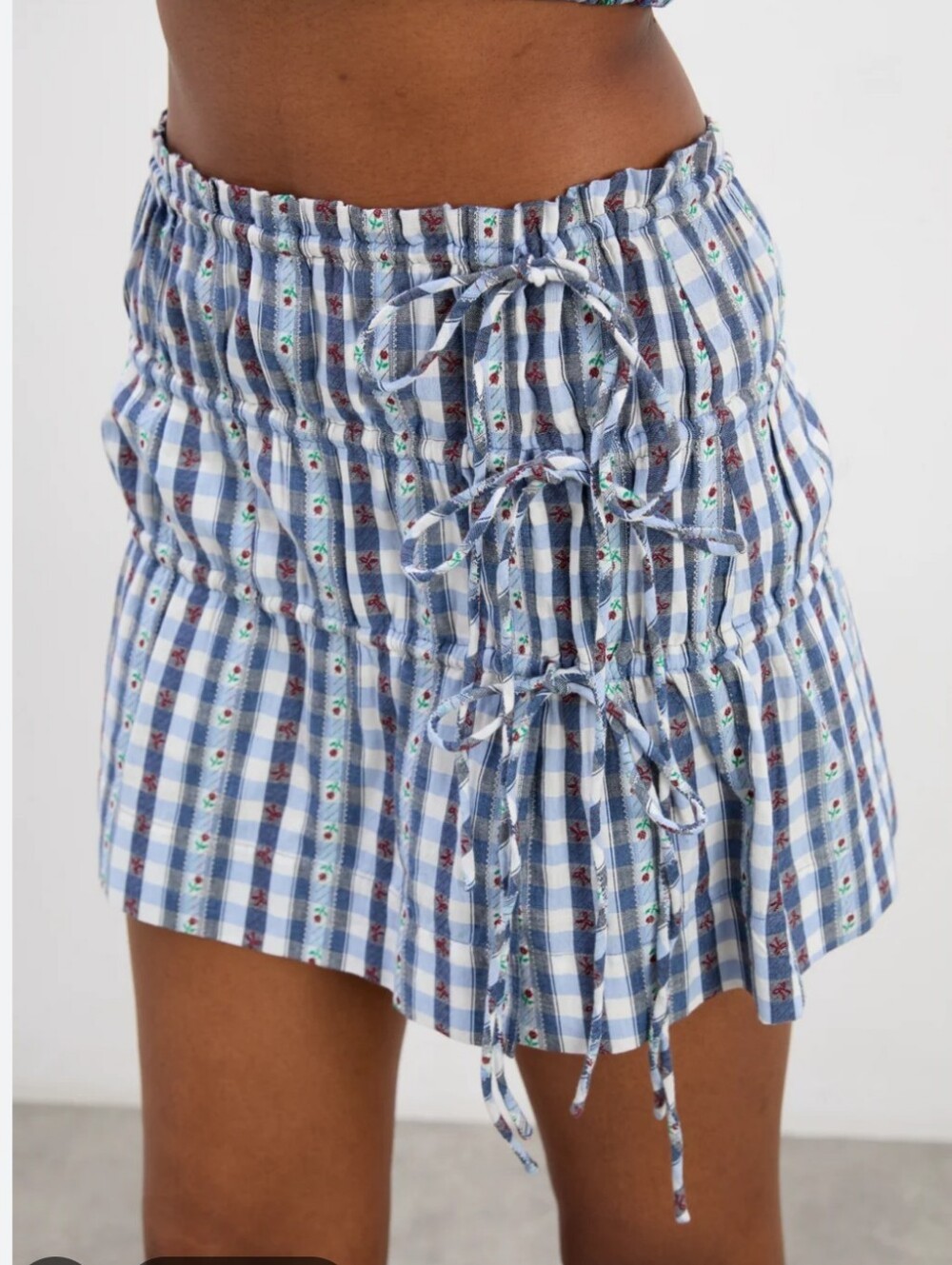 Damson Madder Este Tiered Cotton Mini Skirt